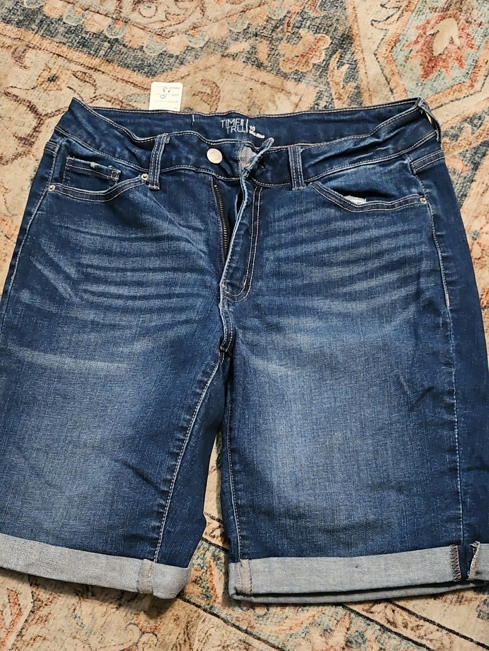 Time and Tru Blue Mid-Rise Denim Shorts